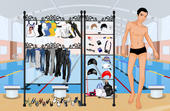 Der Junge im Schwimmbad